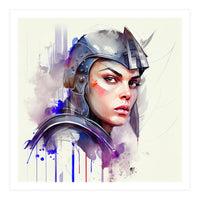 Watercolor Medieval Soldier Woman #3 (Print Only)