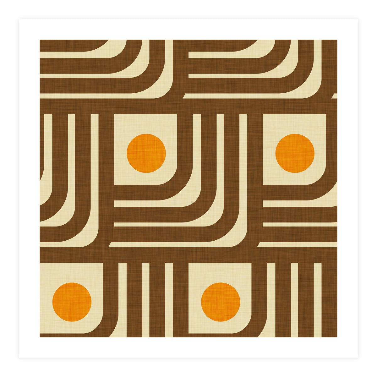 70s Curve Lines Brown Orange  (Print Only)