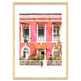 Monkey Business | Watercolor Tropical Goa Architecture Painting | Travel Pastel Pink Blush Building thumbnail