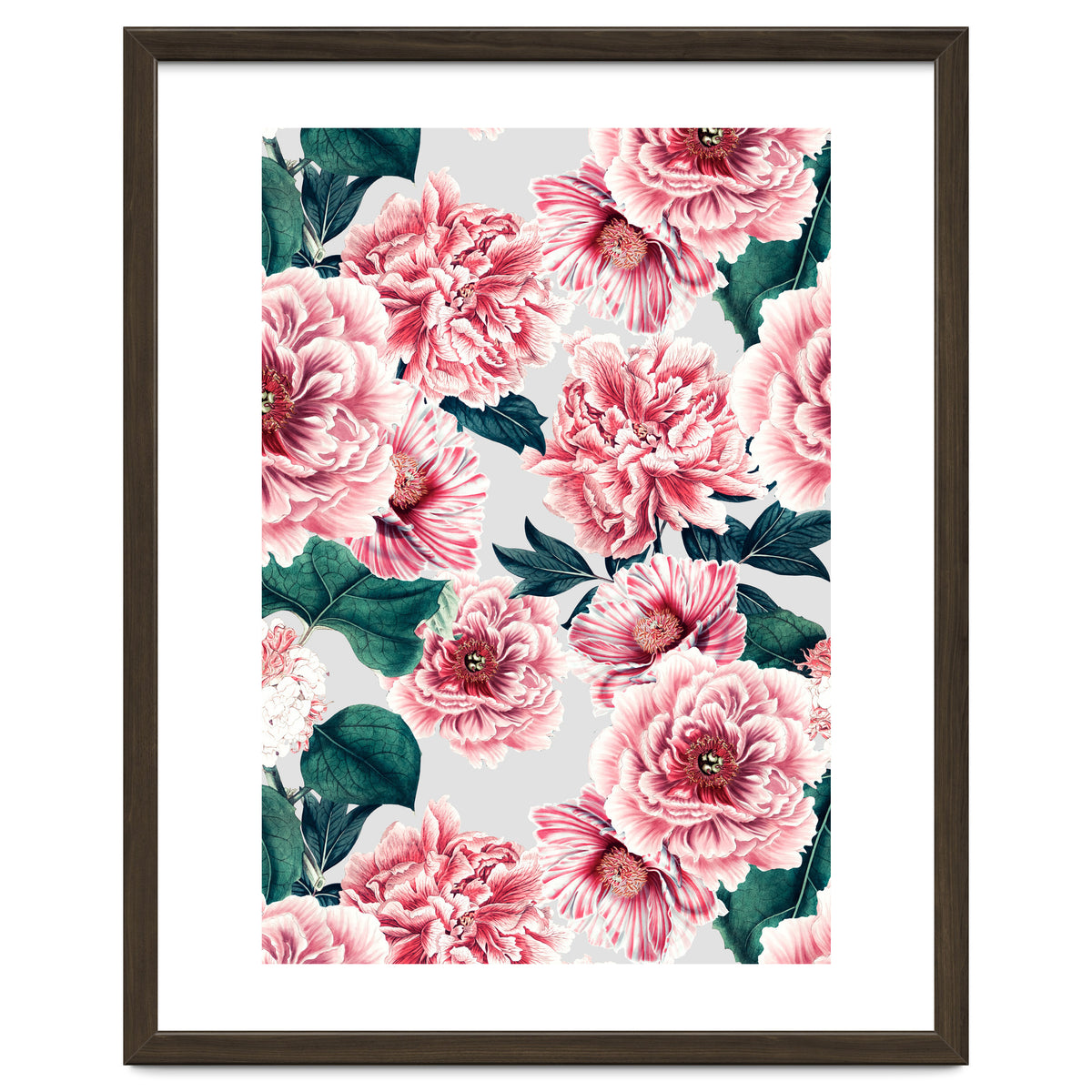 Pattern pink vintage peonies