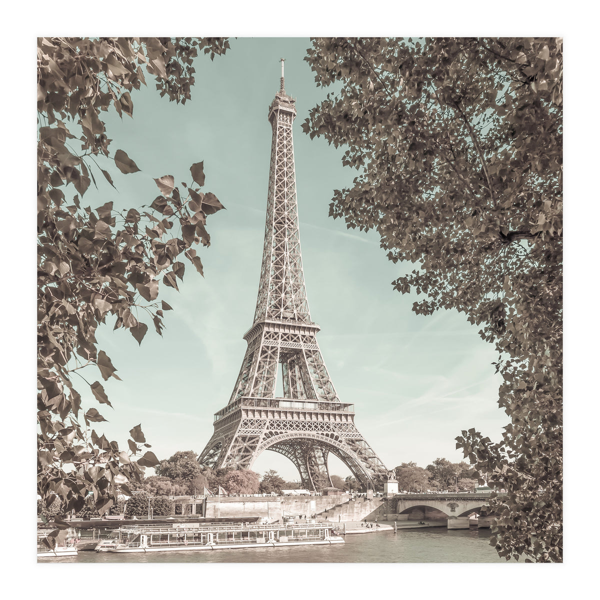 PARIS Eiffel Tower & River Seine | urban vintage style (Print Only)
