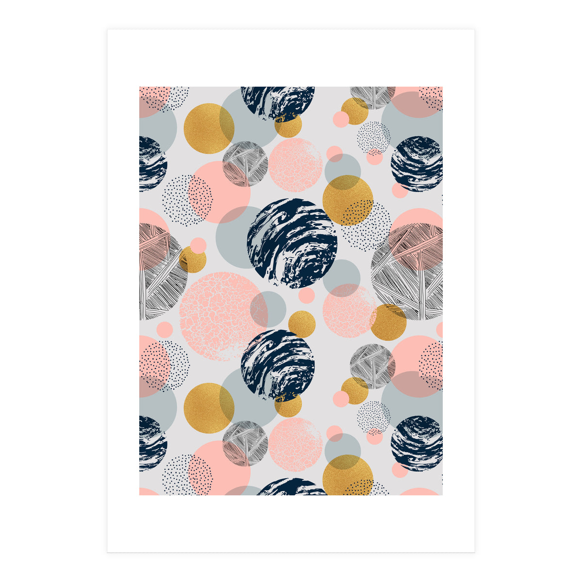 Pattern of abstract textured circles  (Print Only)