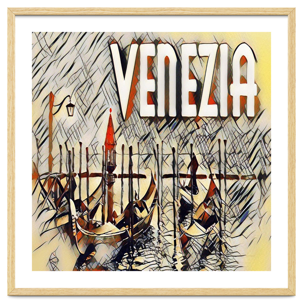 Venezia Vintage Art Gondolas sketch