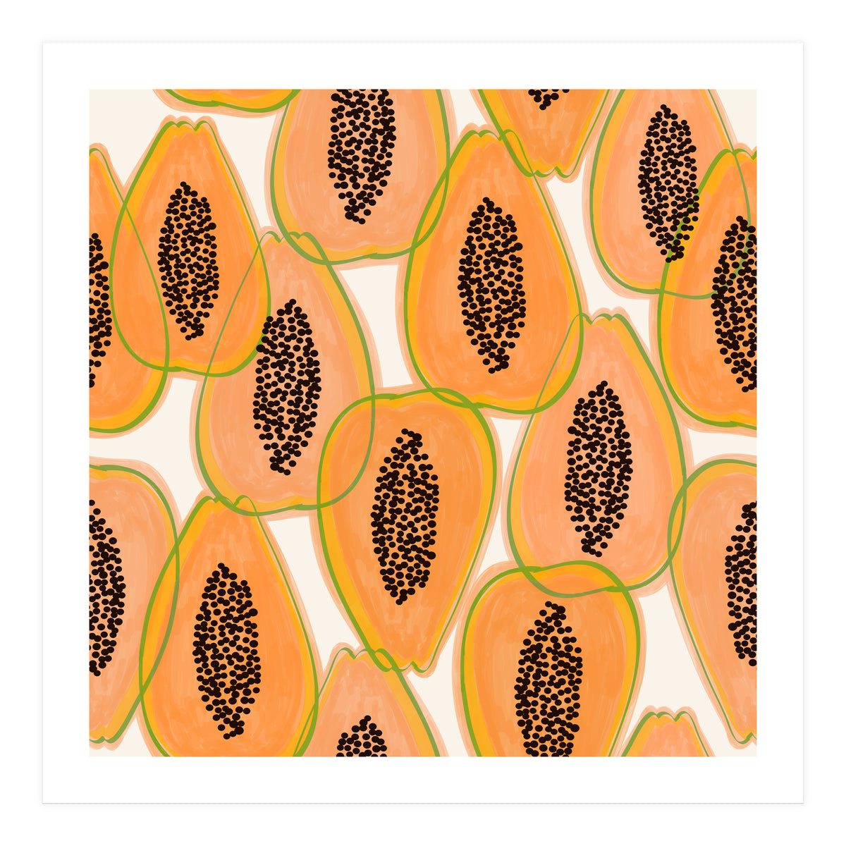 Papaya Cravings | Pastel Watercolor Tropical Fruit Food Painting | Juicy Sweet Illustration (Print Only)