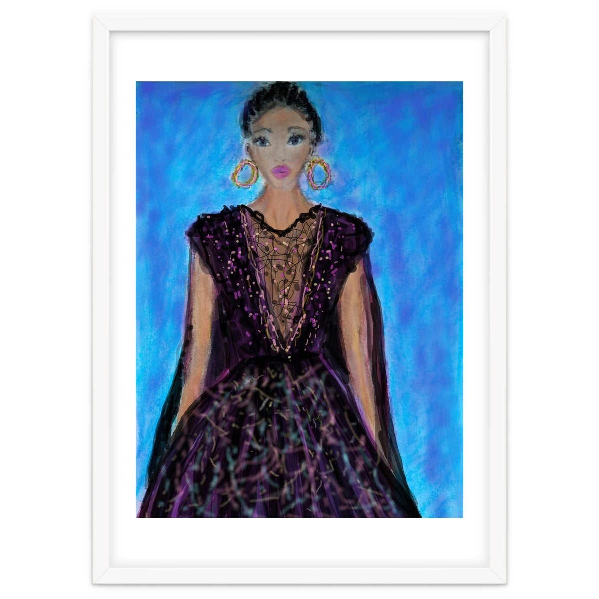 A LADY  WEARING A MAGICAL GOWN