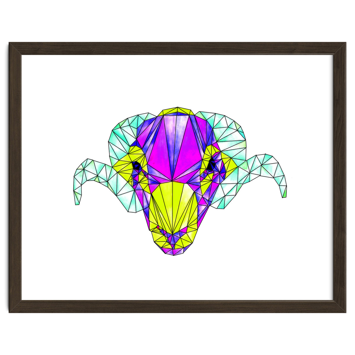 Colourful Geometric Swaledale Sheep Tup with Black Lines