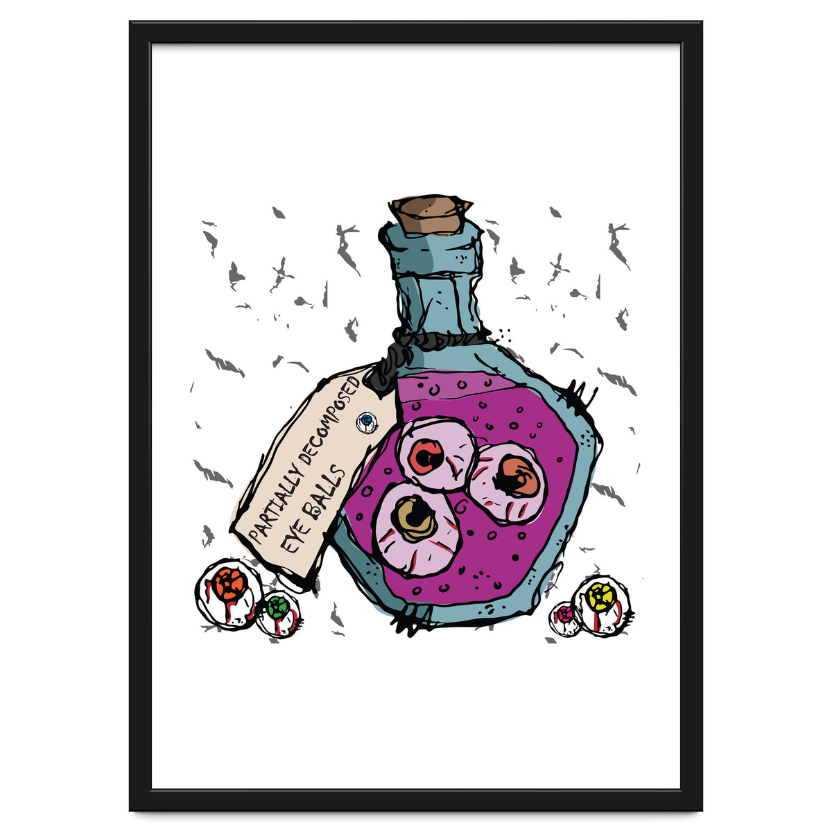 Decomposed eyes in a bottle