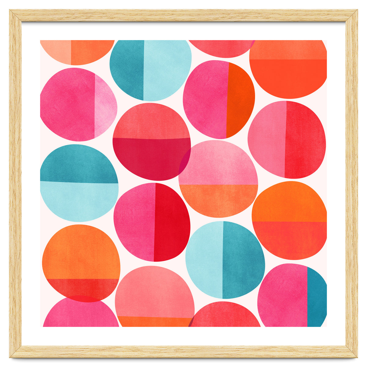 Mid Century Pink and Orange Dots