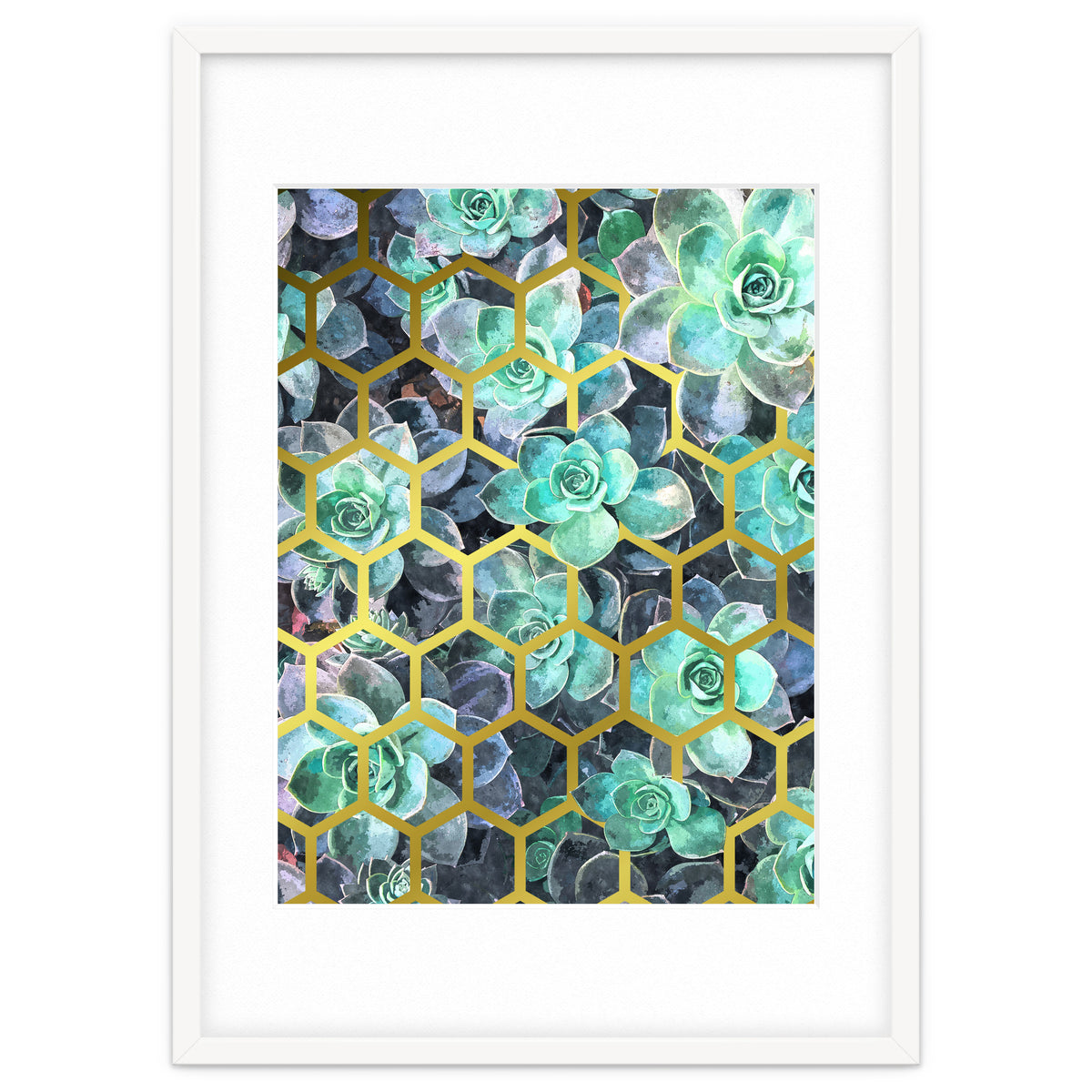 Succulents and Gold Geometric