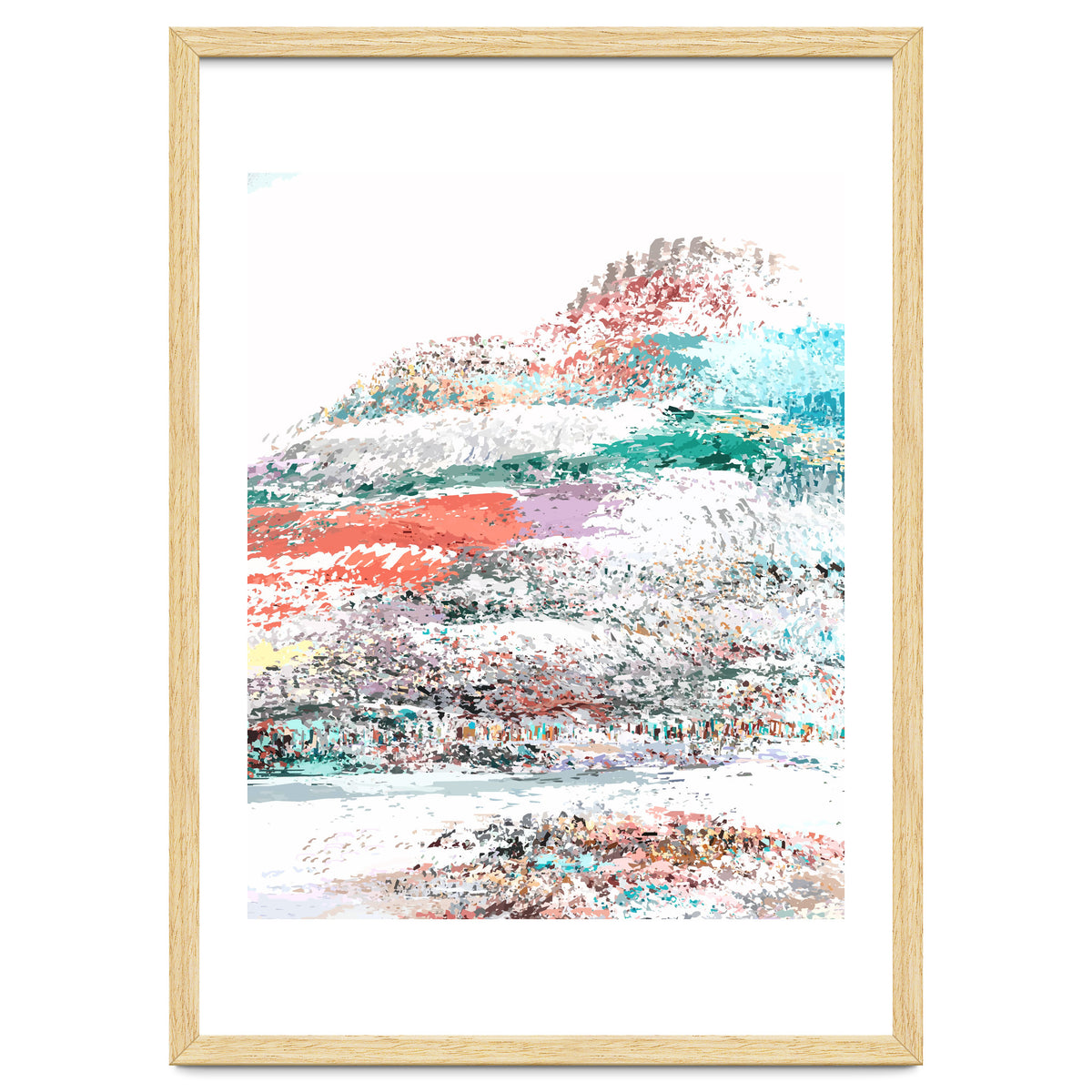 The Snow Mountain, Abstract Nature Digital Painting, Scandinavian Landscape Winter Travel