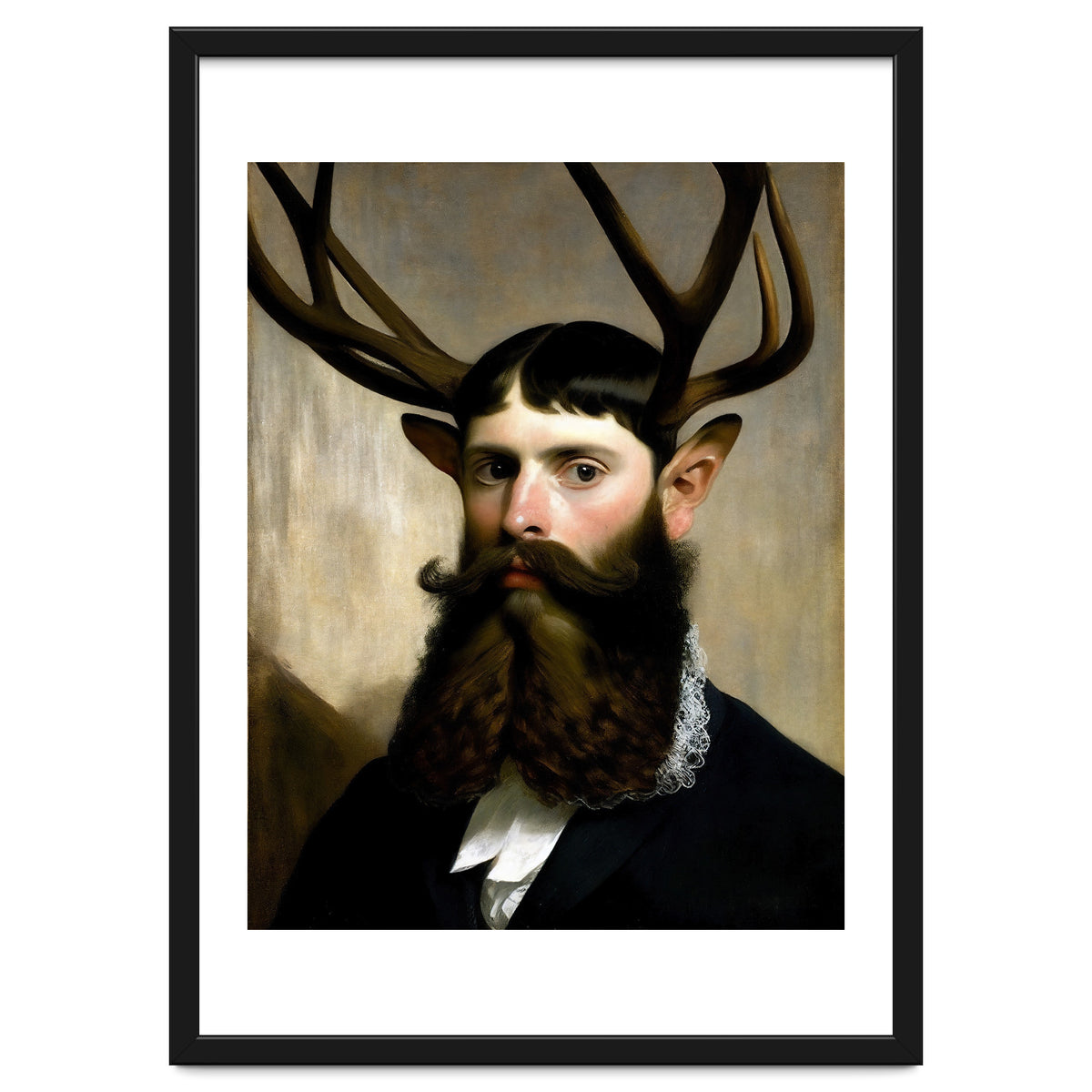 Man Stag Surreal Oil Painting