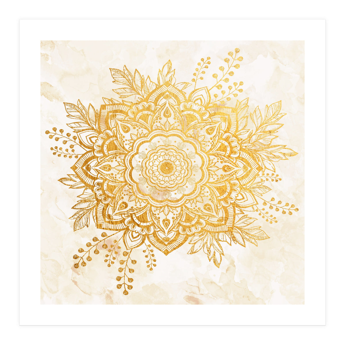 Queen Starring of Mandala-Gold Sunflower II (Print Only)