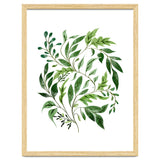 Botanical Abundance, Fresh Green Nature Watercolor Painting, Vibrant Leaves Minimal Illustration thumbnail