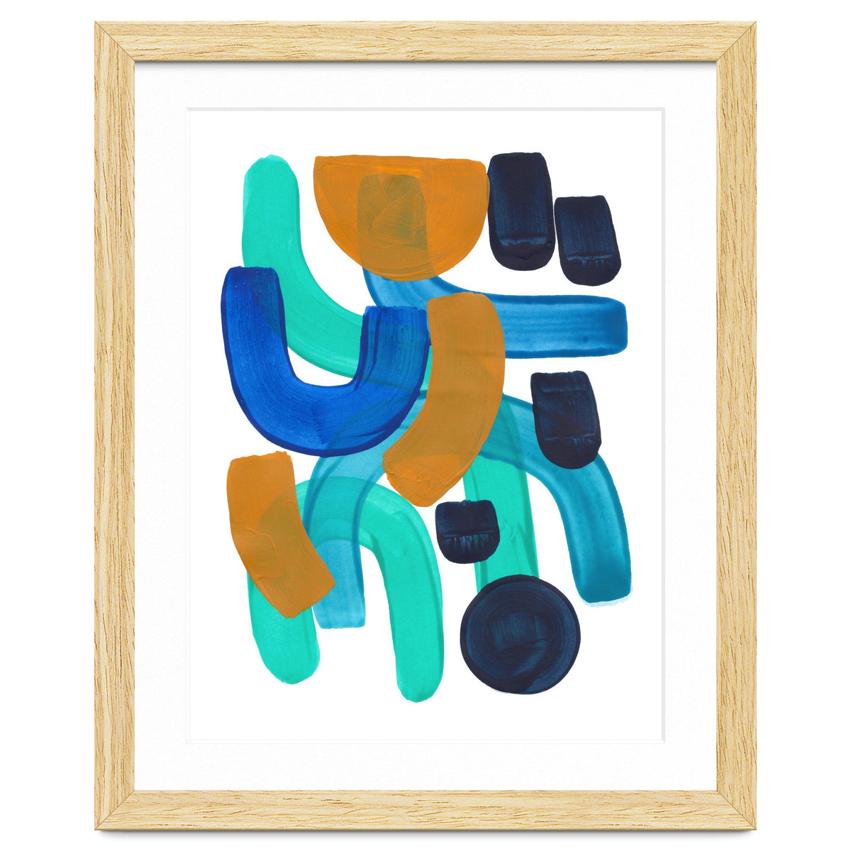 Fun Colorful Blue Turquoise Shape Yellow Accent