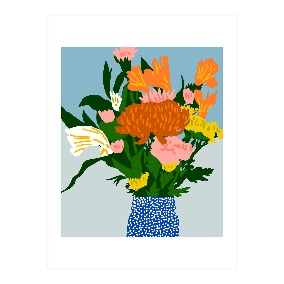 Potted Happiness | Flower Pot Botanical Floral Still Life | Eclectic Plants Modern Bohemian Décor (Print Only)