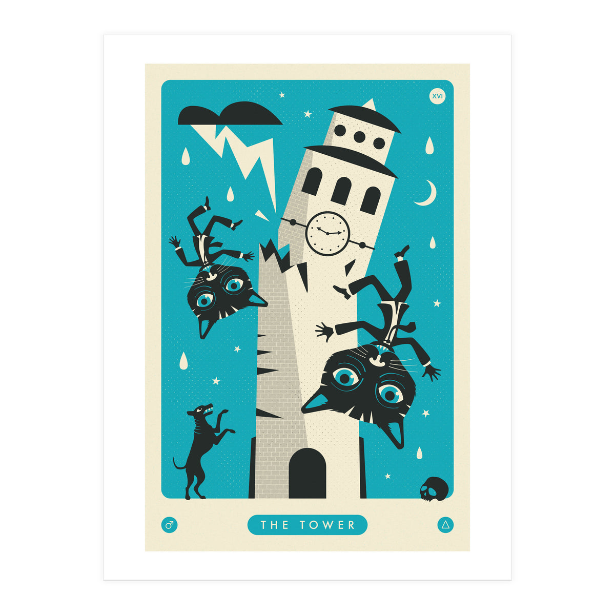 TAROT CARD CAT: THE TOWER (Print Only)