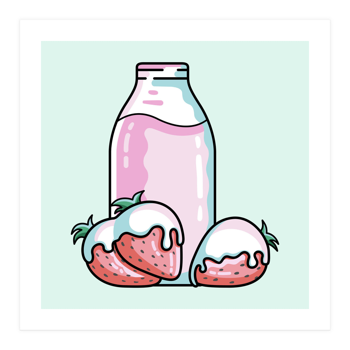 Cute Strawberry Milkshake (Print Only)