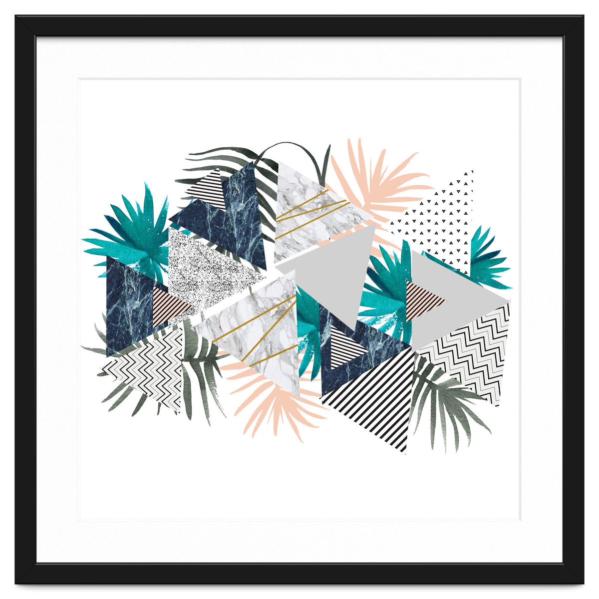 Abstract of geometric patterns with plants and marble I