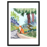 Fox in The Garden | Animals Wildlife Botanical Nature Painting | Boho Colorful Jungle Illustration