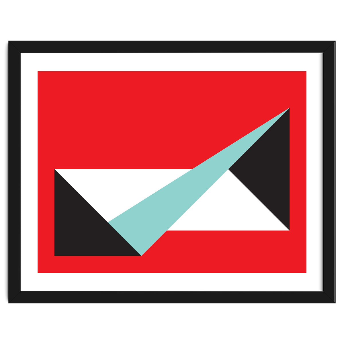 Geometric Shapes No. 49 -  teal, black & red