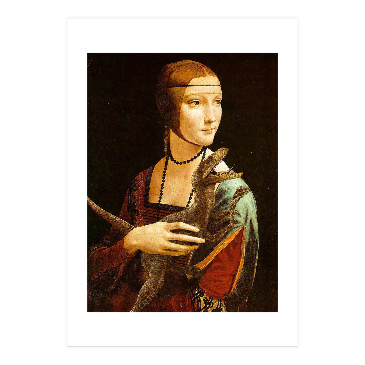 Lady With A Velociraptor (Print Only)