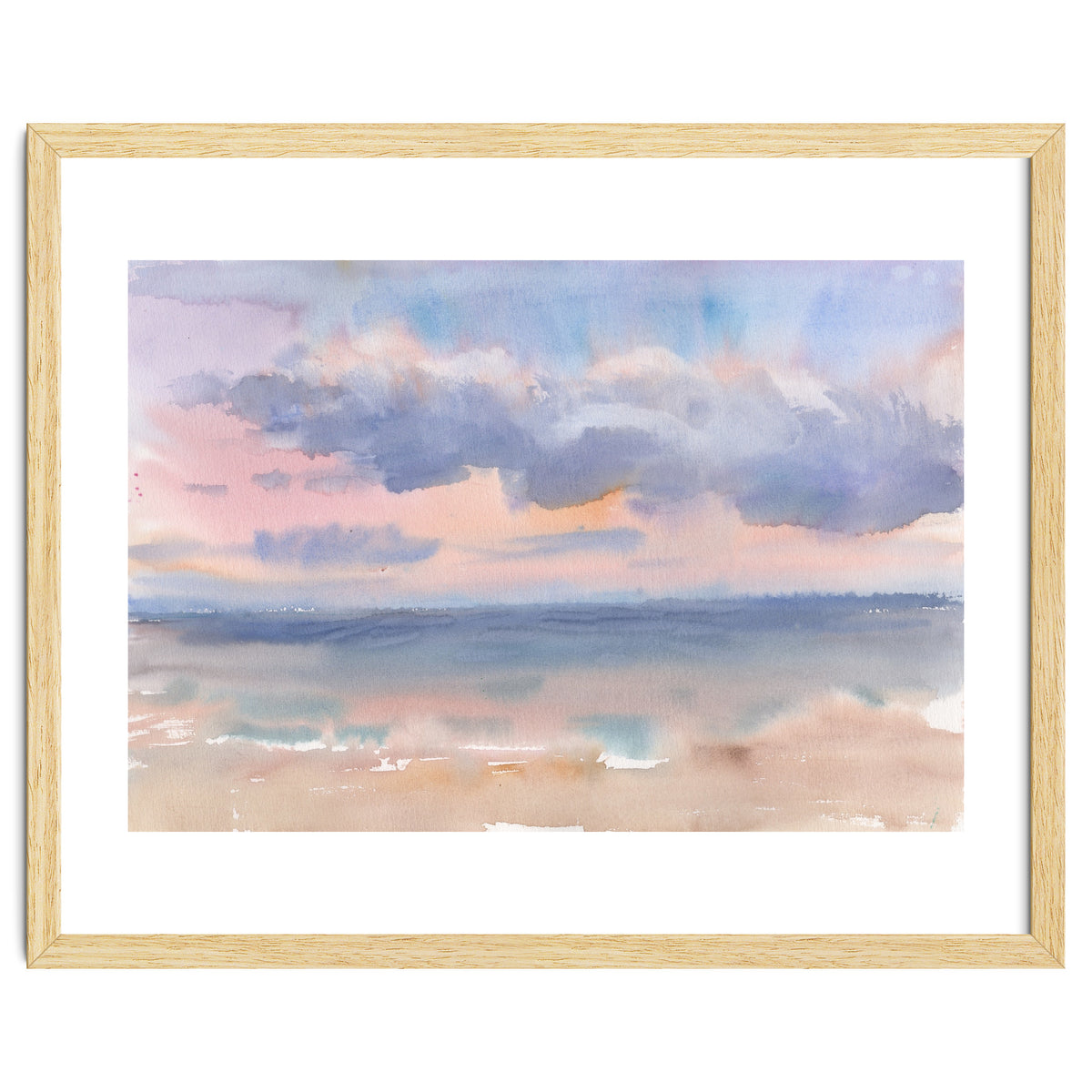 Beautiful morning At The Beach. Watercolor