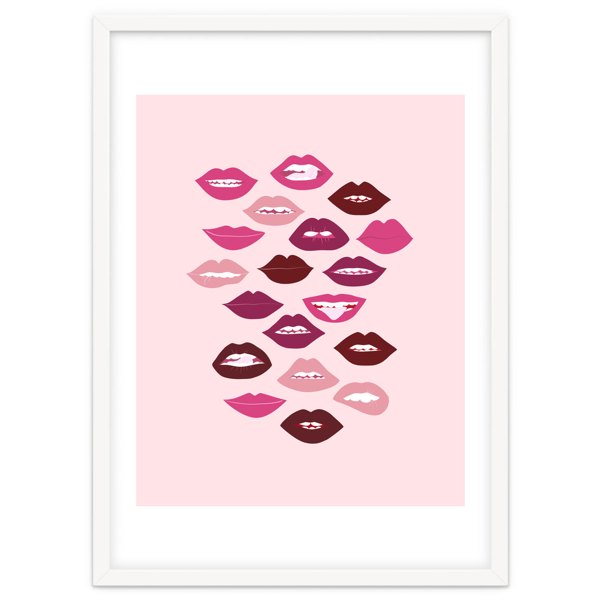 Lips Dark on Pink Background