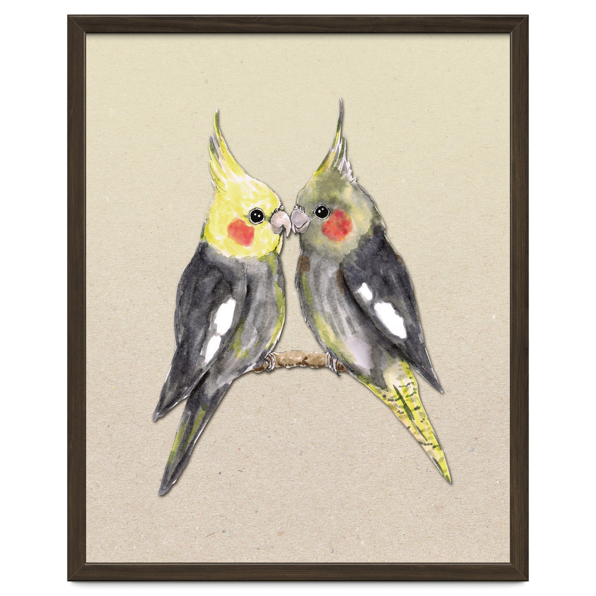 Two cute cockatiels
