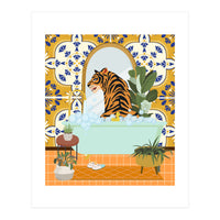 Tiger Bathing in Moroccan Style Bathroom (Print Only)