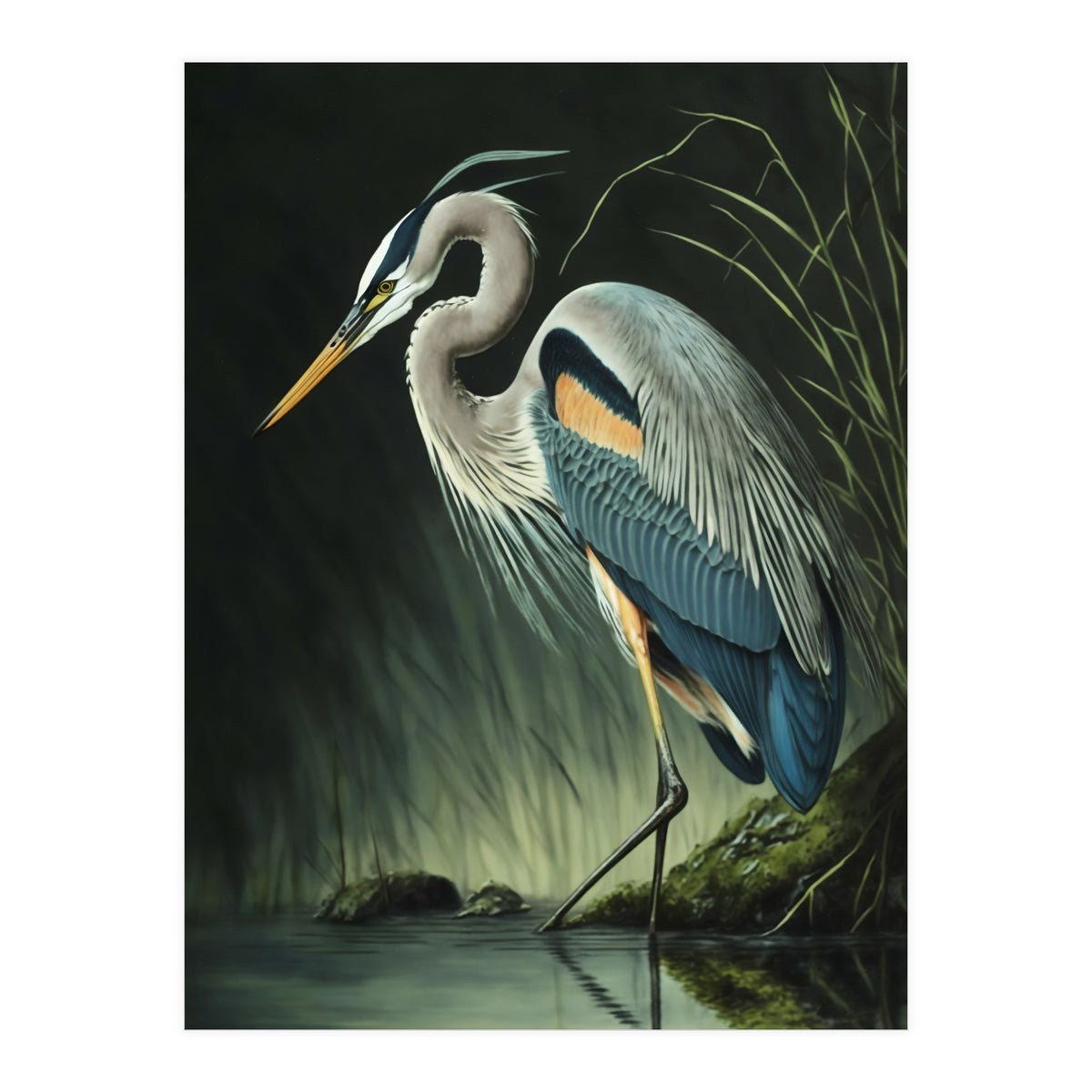Heron Oil Painting (Print Only)