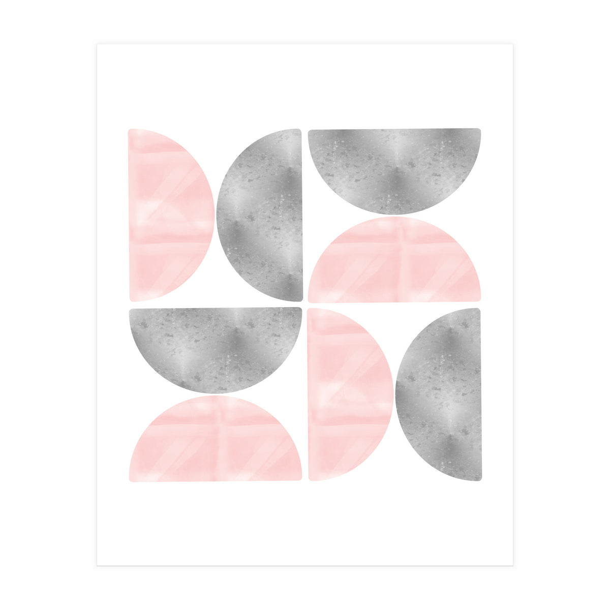 Half Moon Blush And Grey Abstract  (Print Only)