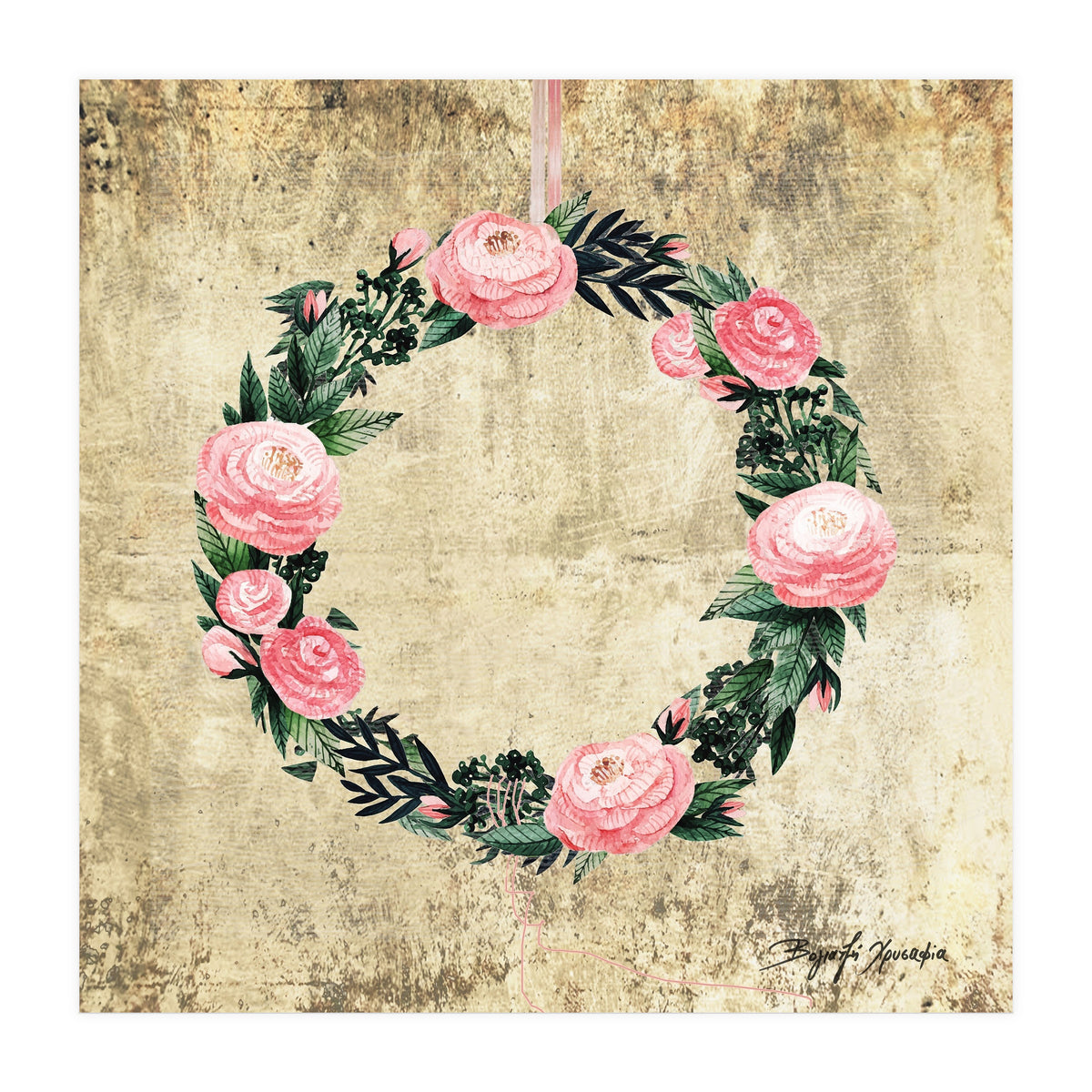 Wreath #Rose Flowers #Royal collection (Print Only)