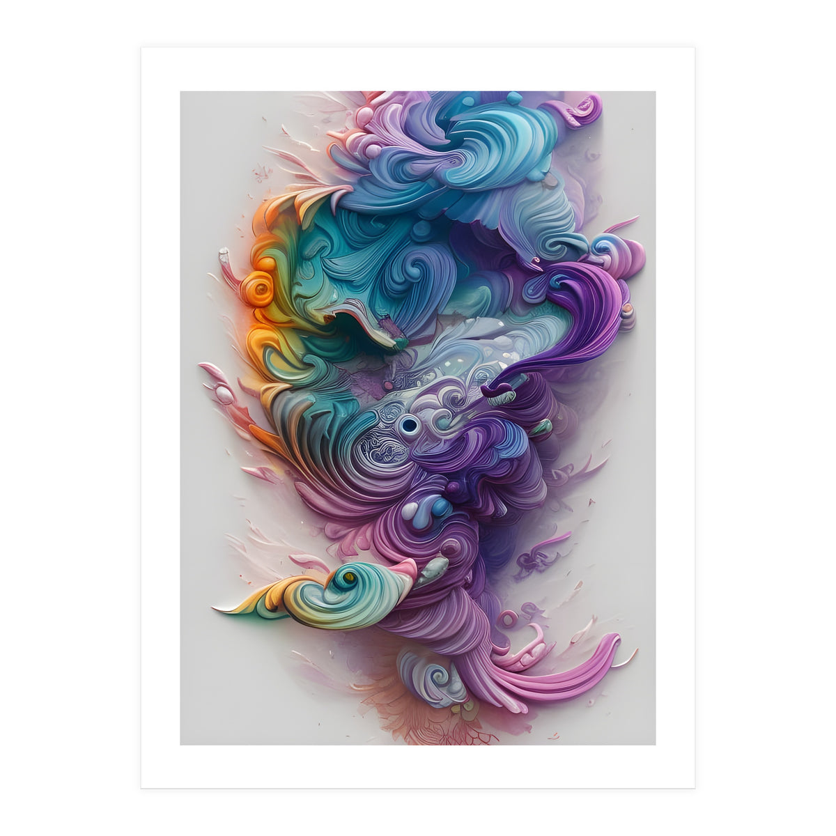 Wavy Rainbow Pastels AI Art (Print Only)