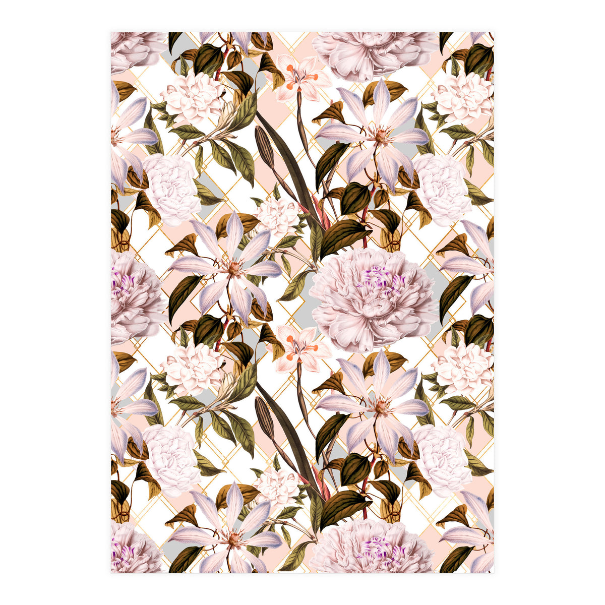 Pink flowering in geometric (Print Only)