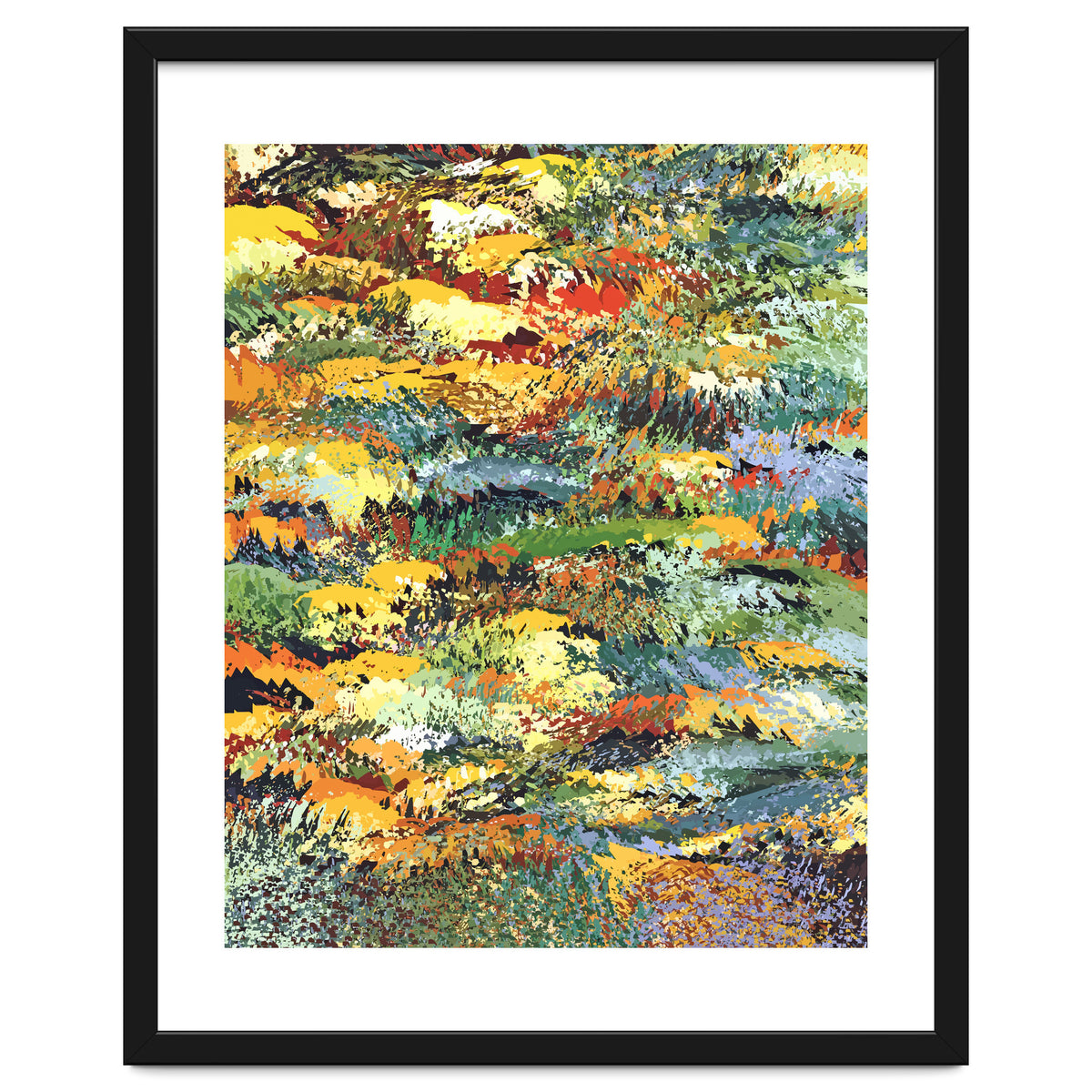 Autumn Forest, Nature Jungle Painting, Botanical Plants Abstract Illustration, Contemporary Modern Boho