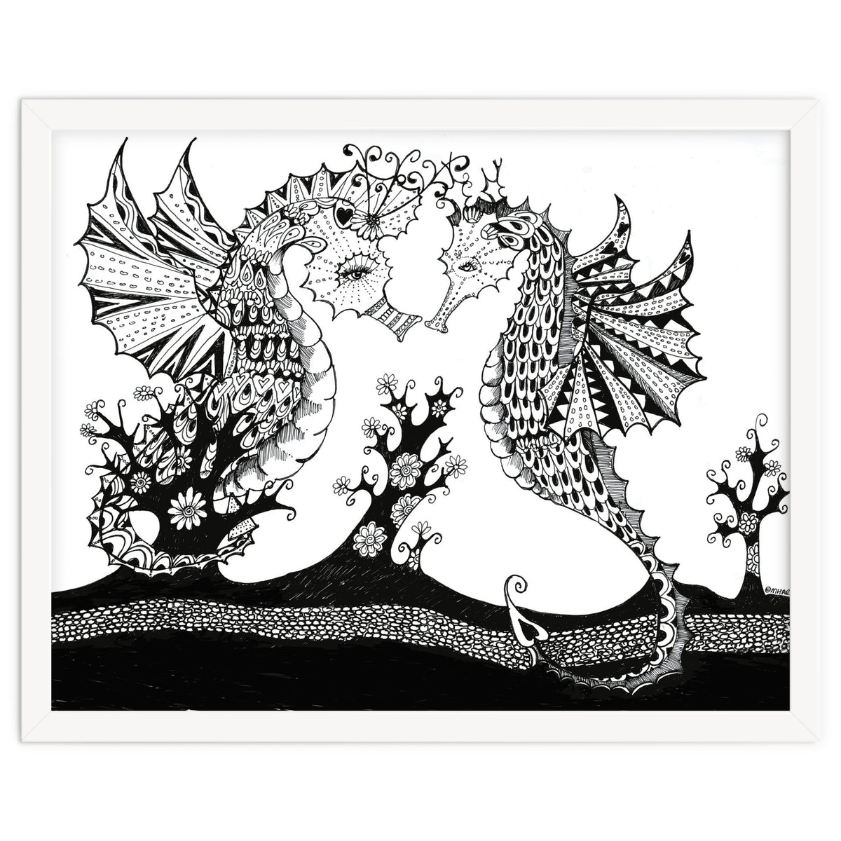 Seahorse Dragons Love Illustration