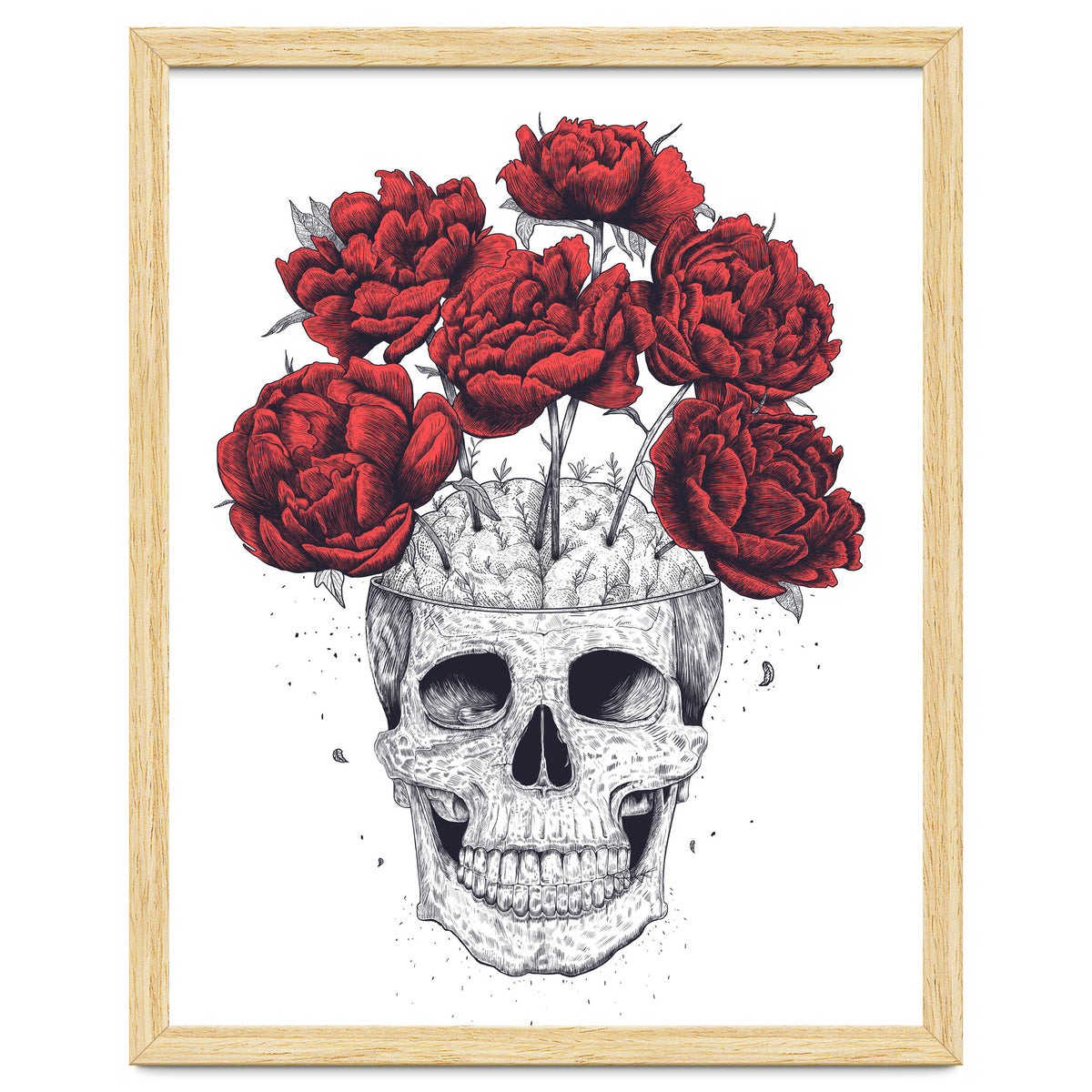 Skull With Peonies