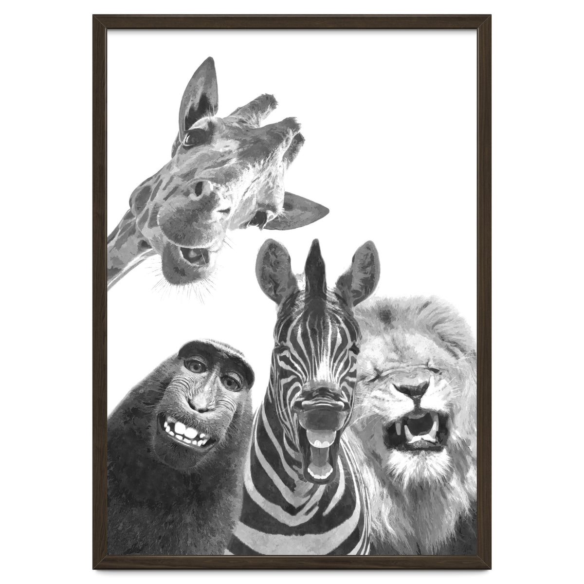 Black and White Jungle Animal Friends