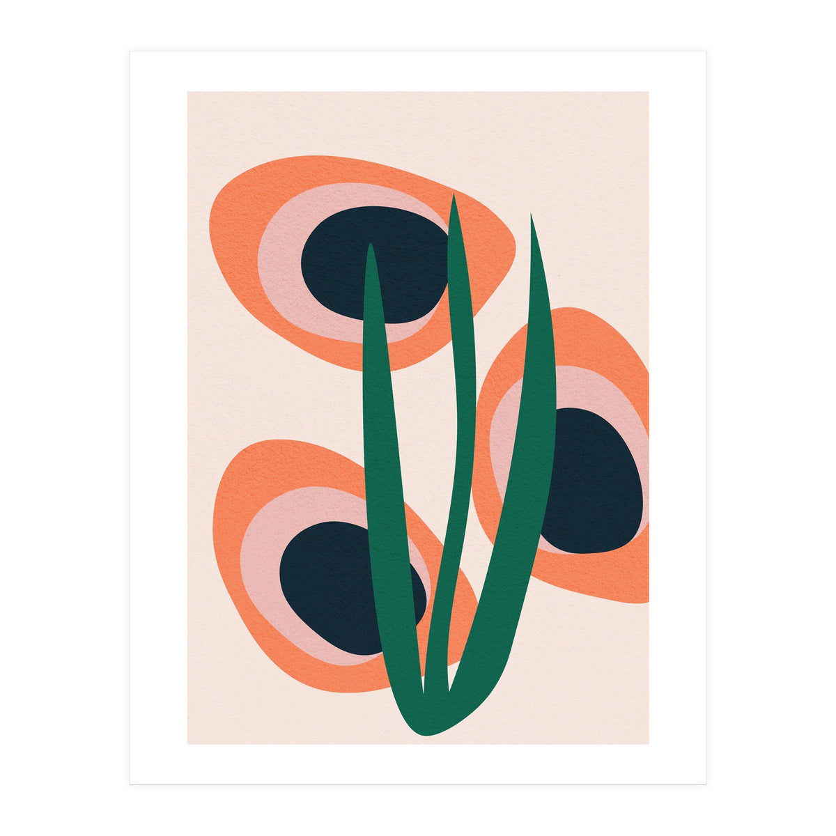 Abstract Mid Century Modern Scandinavian Leaf II (Print Only)