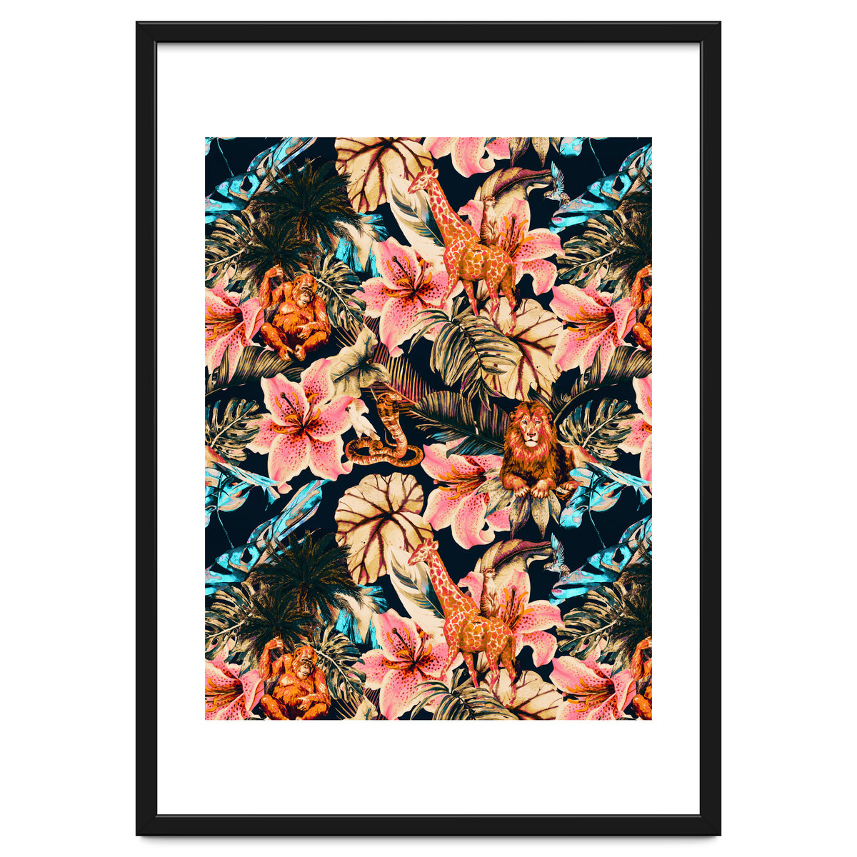 Wild animals in the dark of the jungle 02