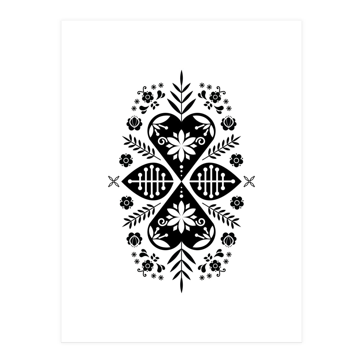 Scandinavian Folk Pattern Monochrome (Print Only)
