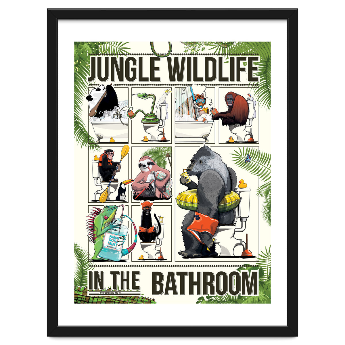 Jungle Wildlife in the Bathroom, funny toilet humour