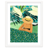 Chill, Modern Bohemian Black Woman Travel Illustration | Terrazzo Tropical Swimming Pool Fashion thumbnail