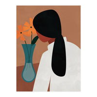 Modern Boho Woman with Flowers (Print Only)