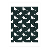 White Bird Pattern On Black (Print Only) thumbnail