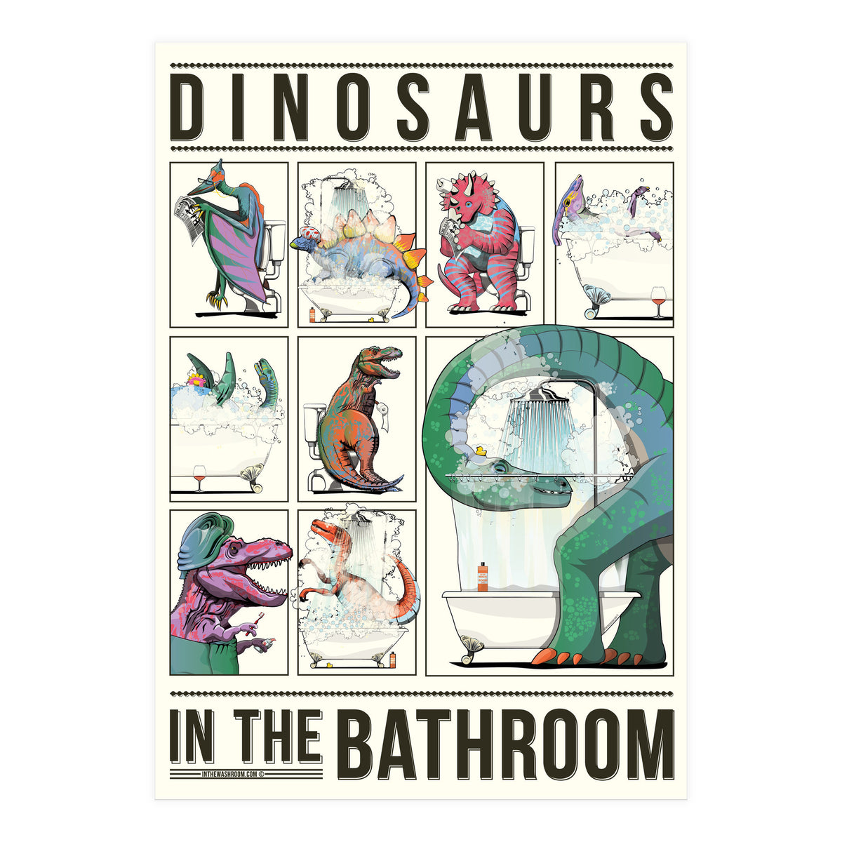 Dinosaurs in the Bathroom, Funny Toilet Humour (Print Only)