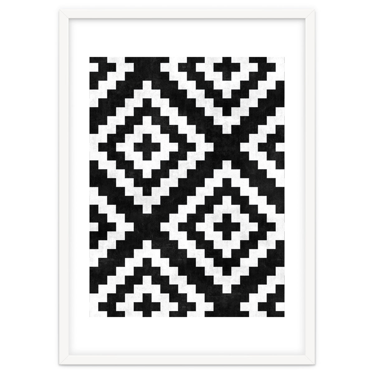 Urban Tribal Pattern No.17 - Aztec - Black and White Concrete
