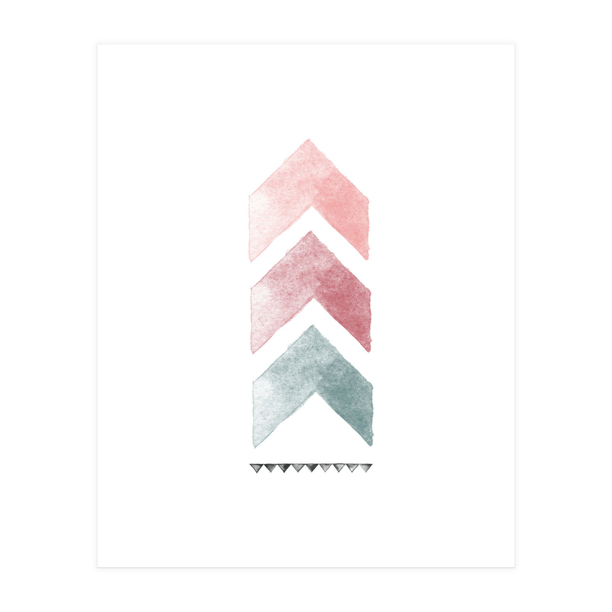 Pink And Blue Watercolor Chevron (Print Only)