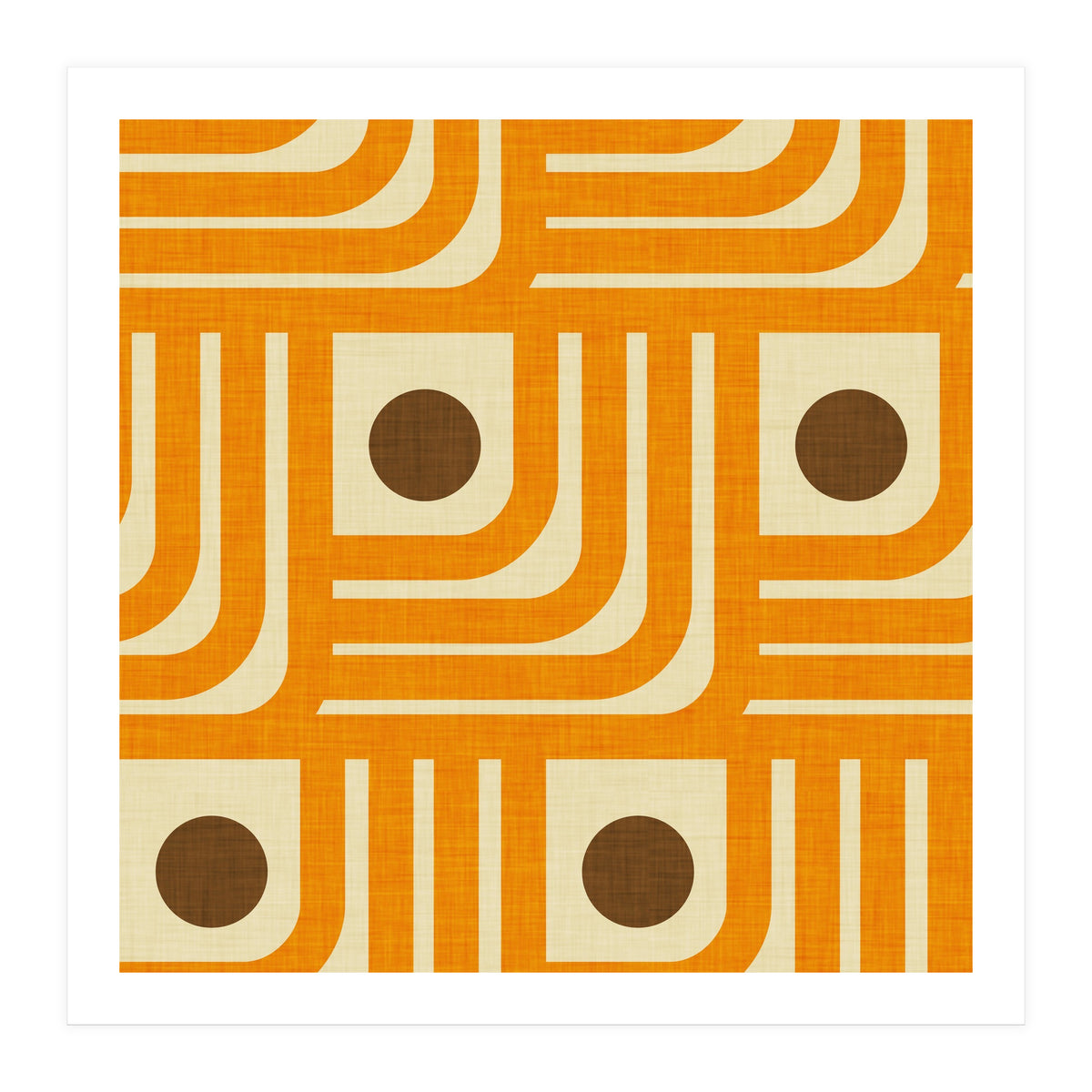 70s Curve Lines Orange Brown  (Print Only)