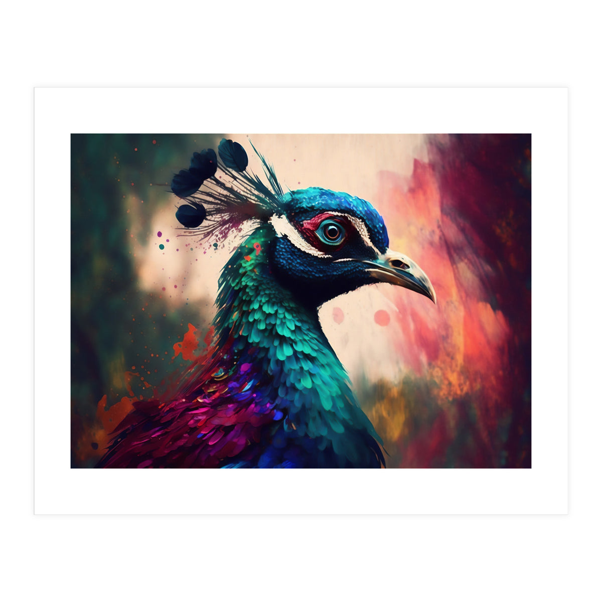 Peacock Bright Modern Painting (Print Only)